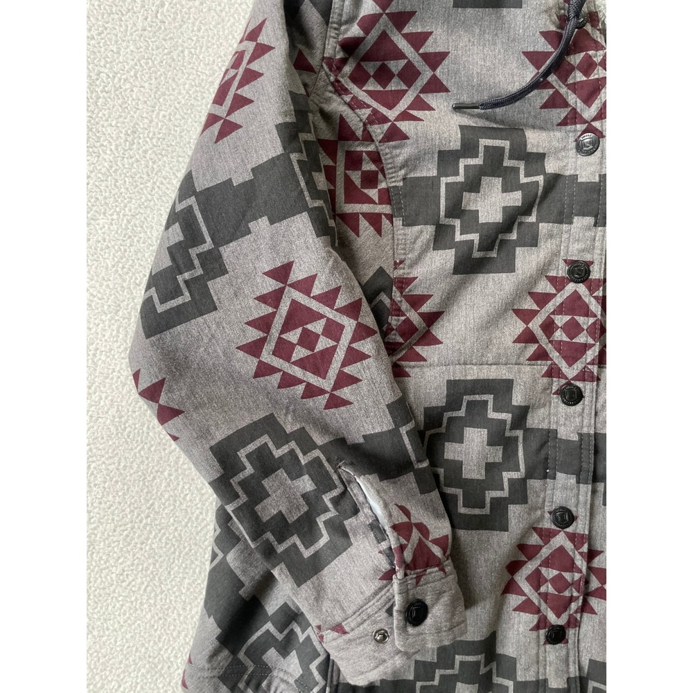 Noble Outfitters Womens XXL Hooded Flannel Jacket Grey Southwestern Aztec Lined - Picture 10 of 16